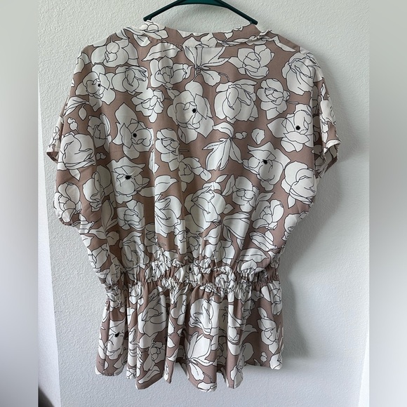 Sweet Rain Floral Button-Up Blouse in Brown and White - Picture 2 of 4